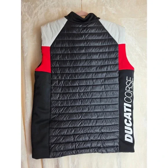 Ducati Corse Puffer Vest Men's XL Black White Red Zip Up Sleeveless Jacket - Picture 7 of 11